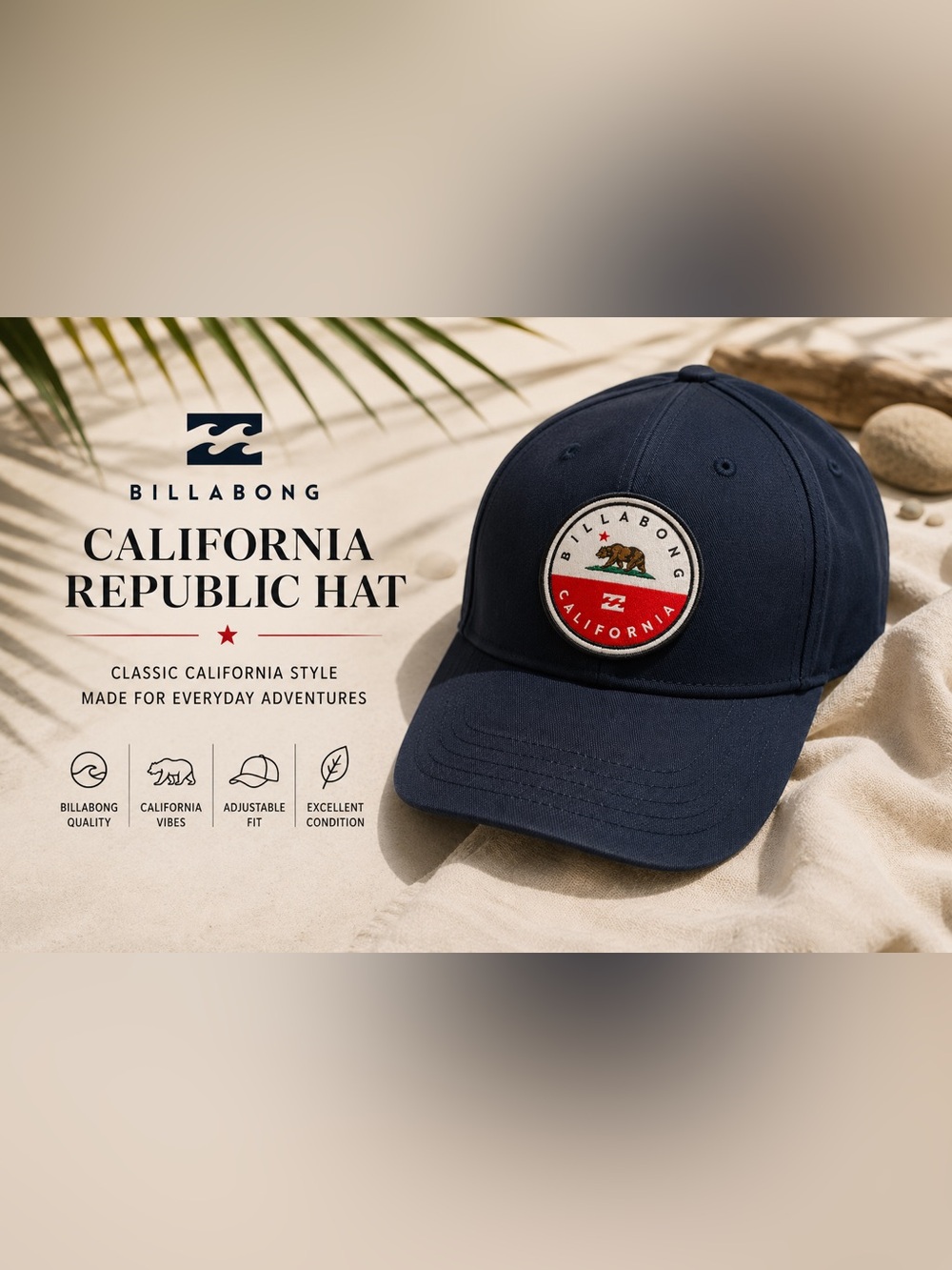 Billabong California Republic Bear Navy Cap Hat